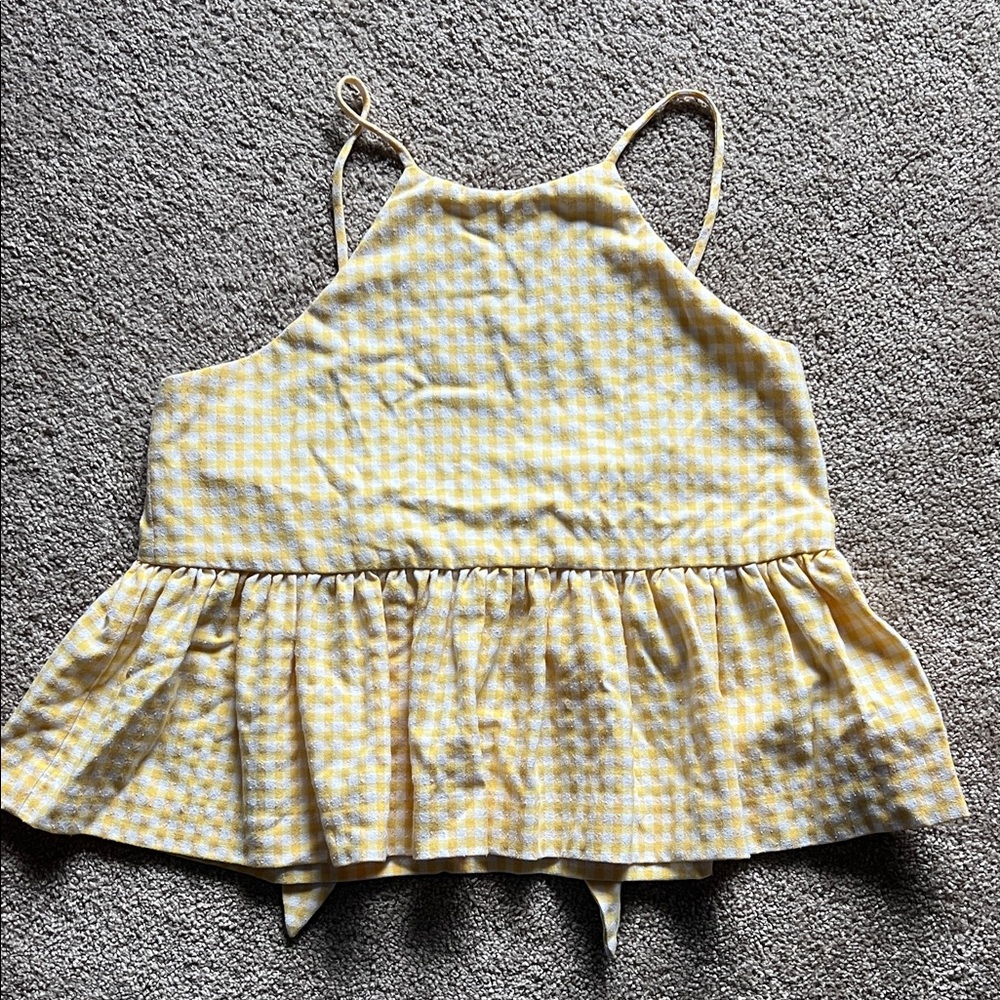 Zara Yellow and White Gingham Blouse
